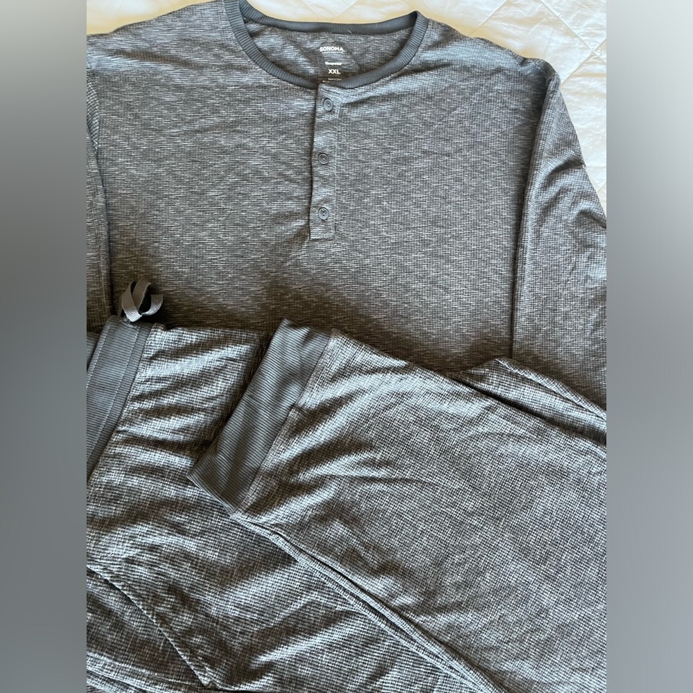 BRAND NEW Sonoma Seriously Soft Waffle Pajama Pants and Shirt Grey XXL BNWT